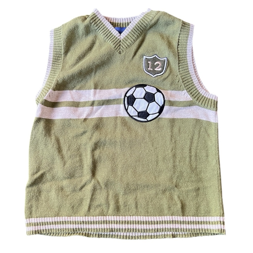 Kobe Kids Green Soccer Sweater Vest Y2K Preppy Embroidered Kids Top Size 5